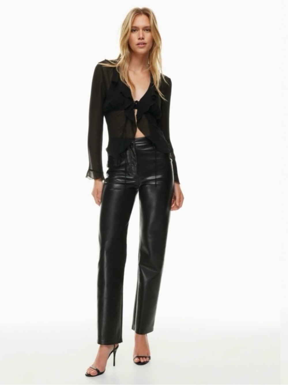 Aritzia Wilfred Melina Vegan Leather Straight-Leg Pants Sz 14